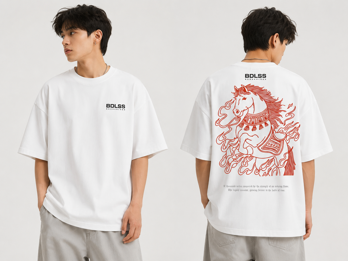 Undying Flame Horse Tee — front and back